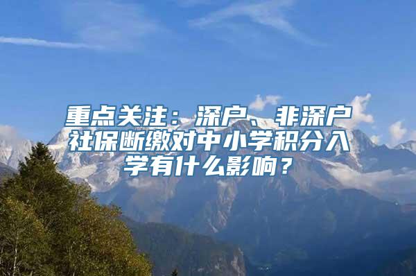 重点关注：深户、非深户社保断缴对中小学积分入学有什么影响？