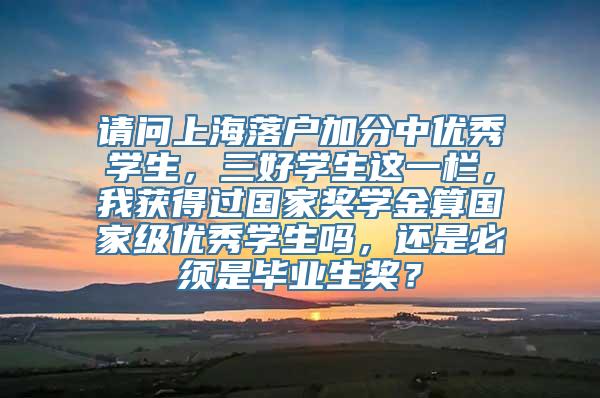 请问上海落户加分中优秀学生，三好学生这一栏，我获得过国家奖学金算国家级优秀学生吗，还是必须是毕业生奖？