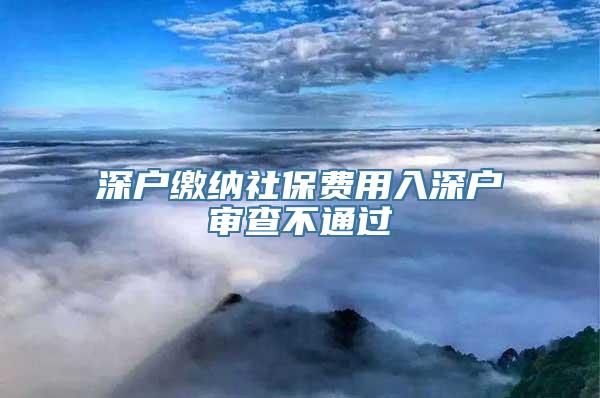 深户缴纳社保费用入深户审查不通过