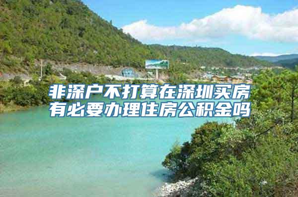 非深户不打算在深圳买房有必要办理住房公积金吗