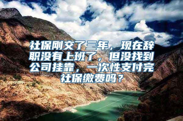 社保刚交了三年，现在辞职没有上班了，但没找到公司挂靠，一次性支付完社保缴费吗？