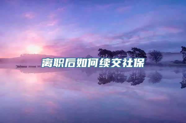 离职后如何续交社保