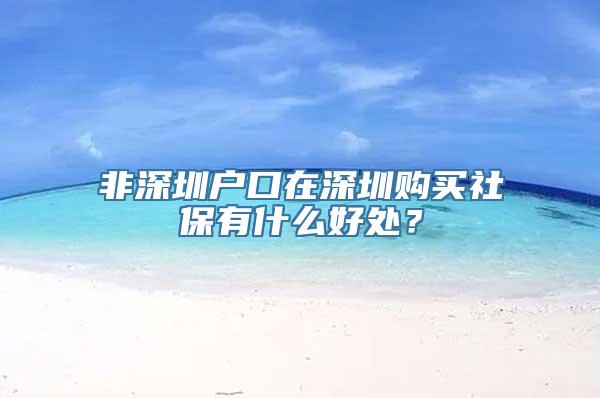 非深圳户口在深圳购买社保有什么好处？