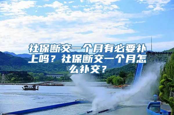 社保断交一个月有必要补上吗？社保断交一个月怎么补交？