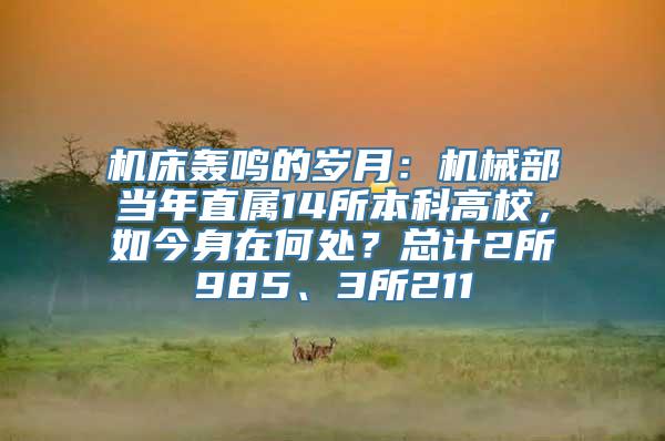 机床轰鸣的岁月：机械部当年直属14所本科高校，如今身在何处？总计2所985、3所211