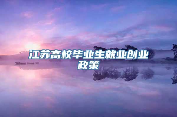 江苏高校毕业生就业创业政策