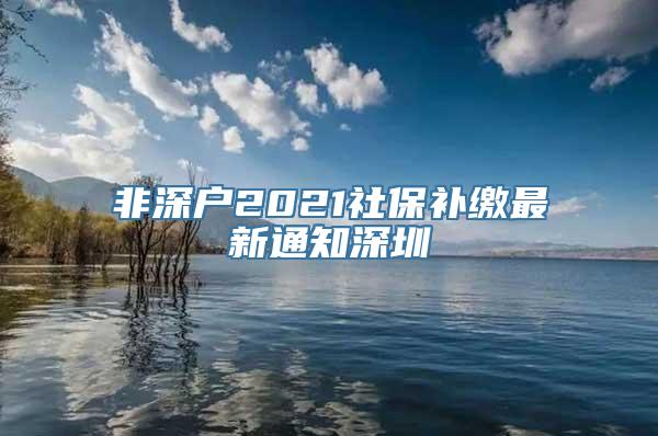 非深户2021社保补缴最新通知深圳