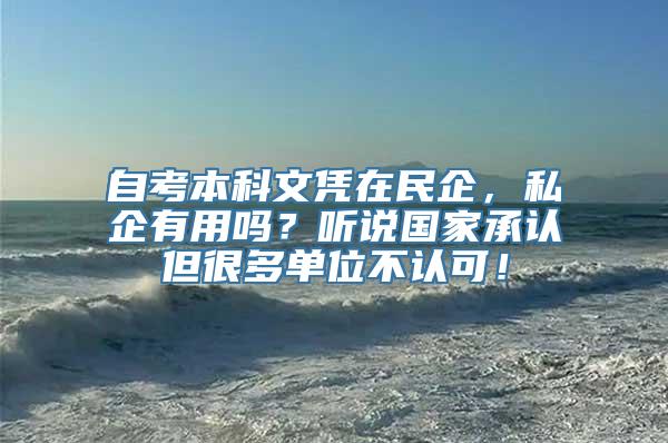 自考本科文凭在民企，私企有用吗？听说国家承认但很多单位不认可！