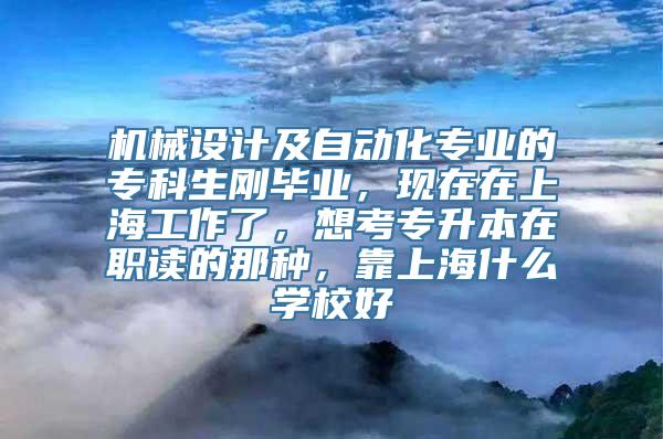 机械设计及自动化专业的专科生刚毕业，现在在上海工作了，想考专升本在职读的那种，靠上海什么学校好