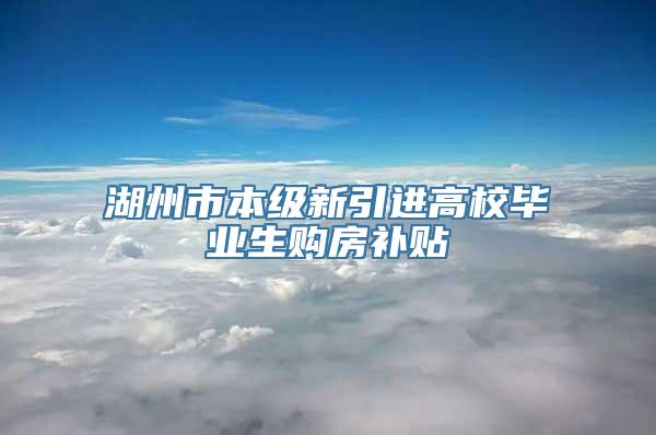 湖州市本级新引进高校毕业生购房补贴