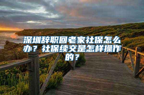 深圳辞职回老家社保怎么办？社保续交是怎样操作的？