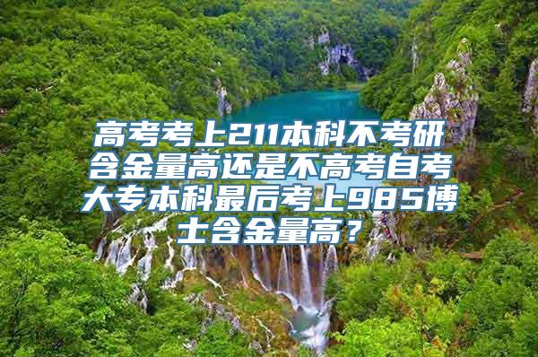 高考考上211本科不考研含金量高还是不高考自考大专本科最后考上985博士含金量高？