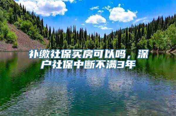 补缴社保买房可以吗，深户社保中断不满3年