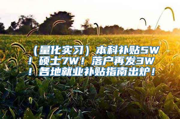 （量化实习）本科补贴5W！硕士7W！落户再发3W！各地就业补贴指南出炉！