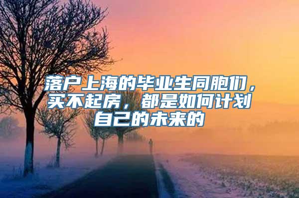 落户上海的毕业生同胞们，买不起房，都是如何计划自己的未来的