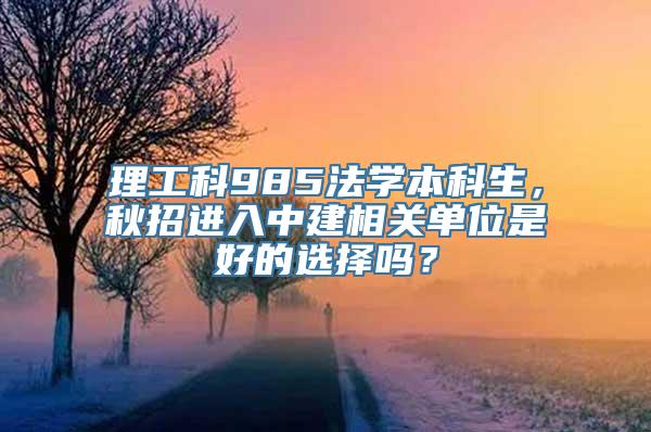 理工科985法学本科生，秋招进入中建相关单位是好的选择吗？