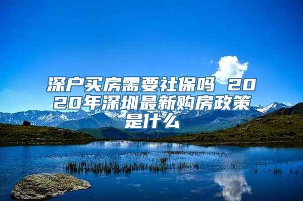 深户买房需要社保吗 2020年深圳最新购房政策是什么