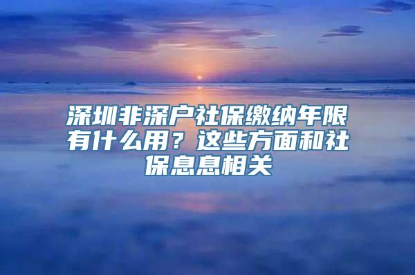 深圳非深户社保缴纳年限有什么用？这些方面和社保息息相关