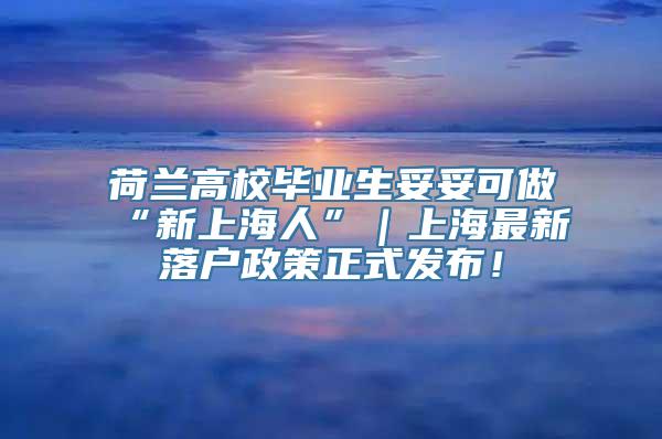 荷兰高校毕业生妥妥可做“新上海人”｜上海最新落户政策正式发布！