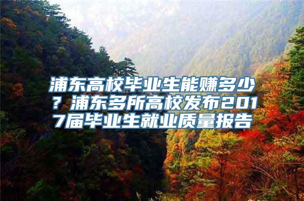 浦东高校毕业生能赚多少？浦东多所高校发布2017届毕业生就业质量报告