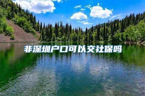 非深圳户口可以交社保吗