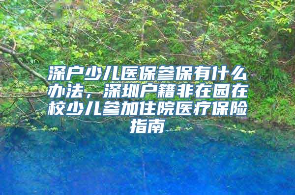 深户少儿医保参保有什么办法，深圳户籍非在园在校少儿参加住院医疗保险指南