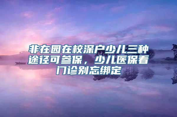 非在园在校深户少儿三种途径可参保，少儿医保看门诊别忘绑定