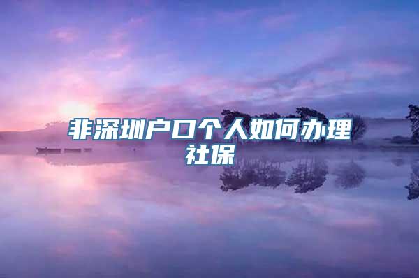 非深圳户口个人如何办理社保