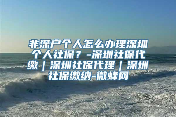 非深户个人怎么办理深圳个人社保？-深圳社保代缴｜深圳社保代理｜深圳社保缴纳-微蜂网