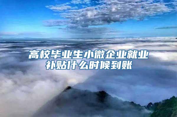 高校毕业生小微企业就业补贴什么时候到账