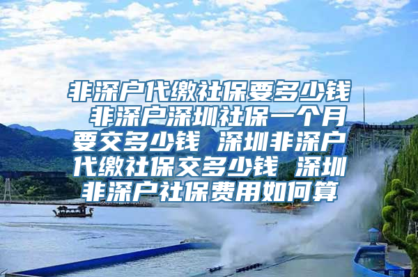 非深户代缴社保要多少钱 非深户深圳社保一个月要交多少钱 深圳非深户代缴社保交多少钱 深圳非深户社保费用如何算