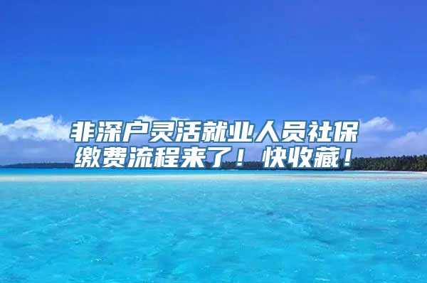 非深户灵活就业人员社保缴费流程来了！快收藏！