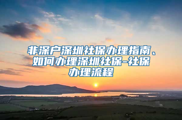 非深户深圳社保办理指南、如何办理深圳社保-社保办理流程