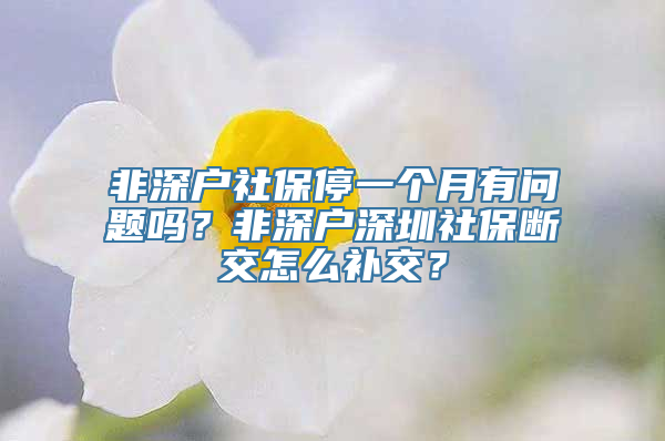 非深户社保停一个月有问题吗？非深户深圳社保断交怎么补交？