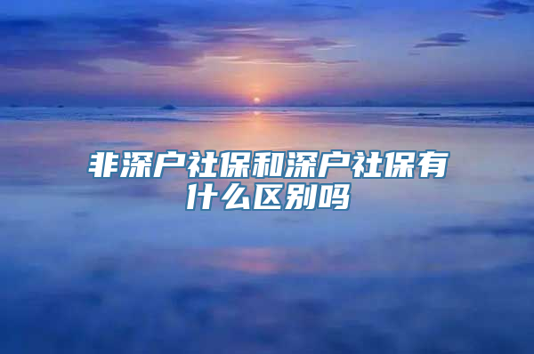 非深户社保和深户社保有什么区别吗