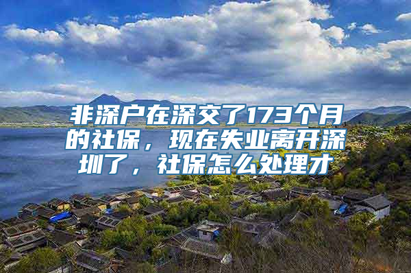 非深户在深交了173个月的社保，现在失业离开深圳了，社保怎么处理才