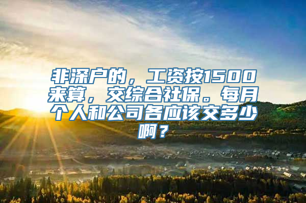 非深户的，工资按1500来算，交综合社保。每月个人和公司各应该交多少啊？