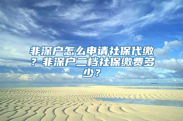 非深户怎么申请社保代缴？非深户二档社保缴费多少？