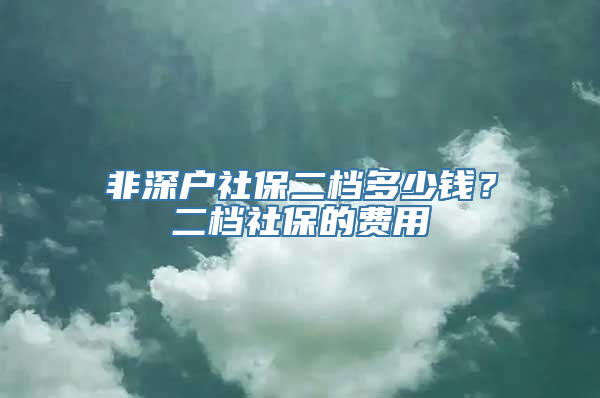 非深户社保二档多少钱？二档社保的费用