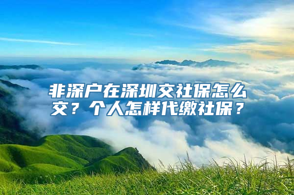 非深户在深圳交社保怎么交？个人怎样代缴社保？