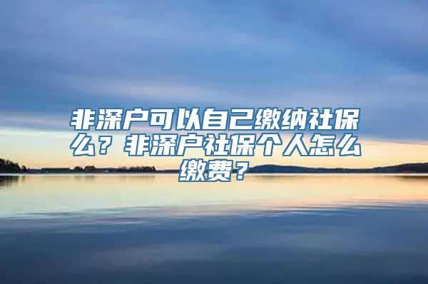 非深户可以自己缴纳社保么？非深户社保个人怎么缴费？