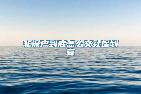 非深户到底怎么交社保划算