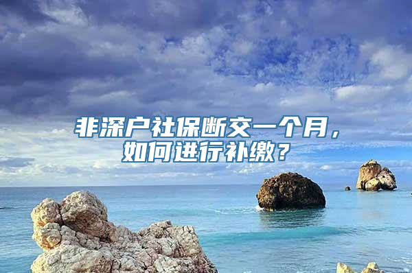 非深户社保断交一个月，如何进行补缴？