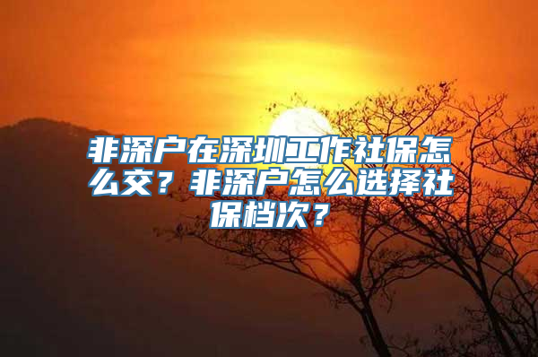 非深户在深圳工作社保怎么交？非深户怎么选择社保档次？