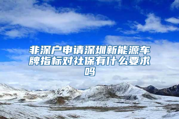 非深户申请深圳新能源车牌指标对社保有什么要求吗