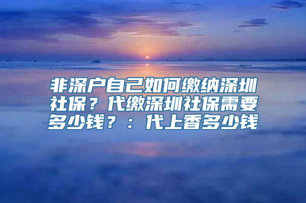 非深户自己如何缴纳深圳社保？代缴深圳社保需要多少钱？：代上香多少钱