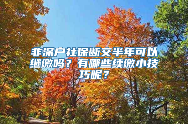 非深户社保断交半年可以继缴吗？有哪些续缴小技巧呢？