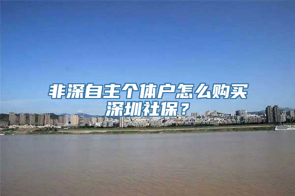 非深自主个体户怎么购买深圳社保？