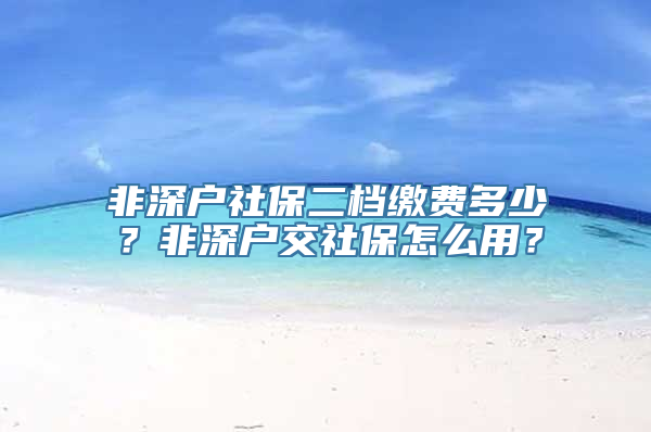 非深户社保二档缴费多少？非深户交社保怎么用？