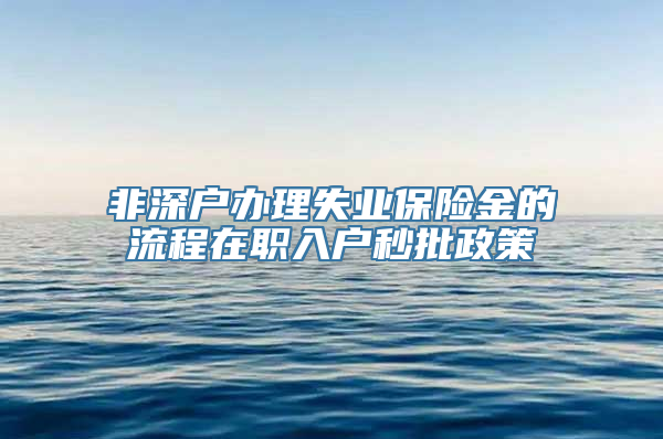 非深户办理失业保险金的流程在职入户秒批政策